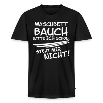 Waschbrettbauch hatte ich Bauch Bierbauch dick - Männer Premium Bio T-Shirt mit V-Ausschnitt - Schwarz - Vorne - Nico (187cm)