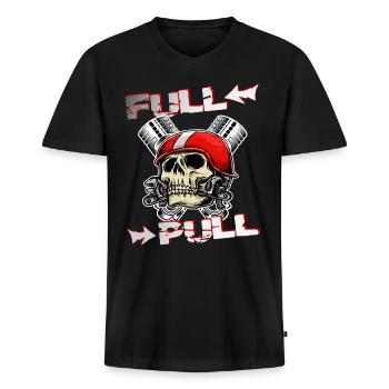 Trekker trekken - Mannen Premium Bio T-shirt met V-hals - zwart - Voor - Nico (187cm)