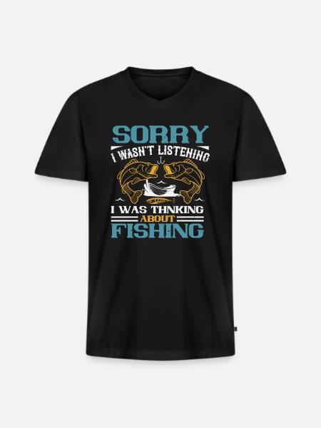 Fishing funny fishing sayings - Men's Premium Organic T-shirt with V-neck - black