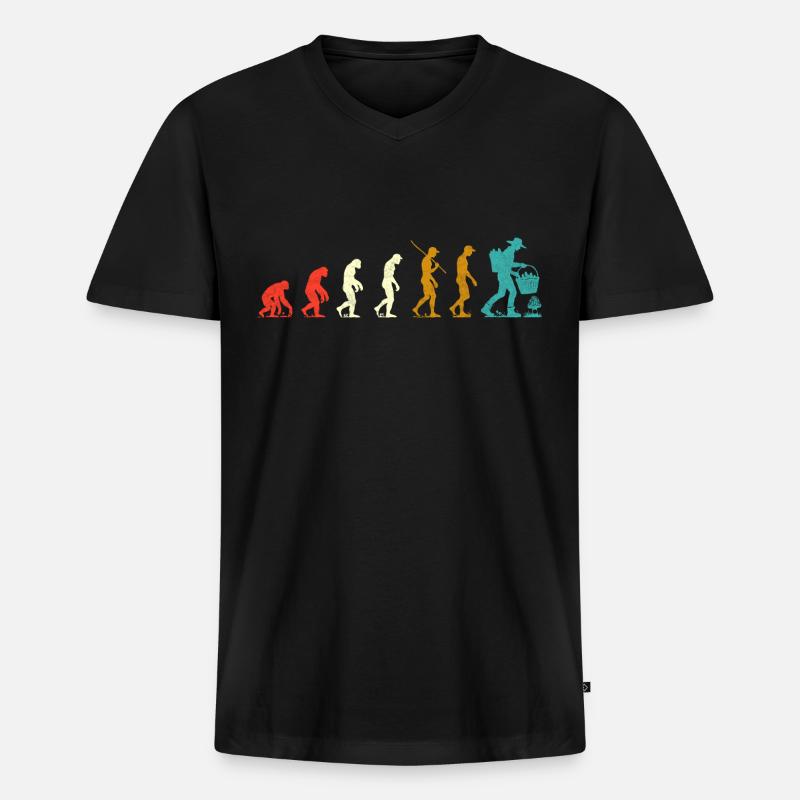 Evolution der Morcheln - Männer Premium Bio T-Shirt mit V-Ausschnitt - Schwarz