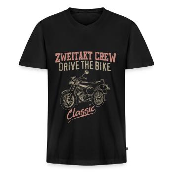 Simson S51 Moped - Männer Premium Bio T-Shirt mit V-Ausschnitt - Schwarz - Vorne - Nico (187cm)