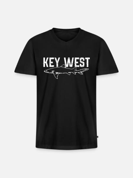 Key West Shark Shirt - Men's Premium Organic T-shirt with V-neck - black