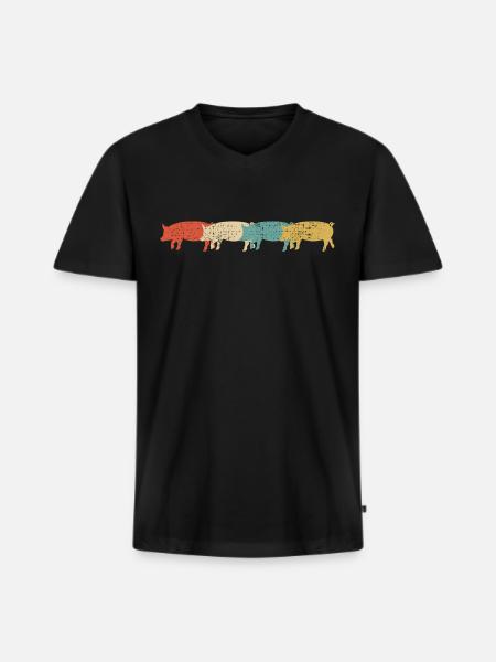 pigs - Men's Premium Organic T-shirt with V-neck - black