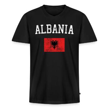 Albanien Albanien - Männer Premium Bio T-Shirt mit V-Ausschnitt - Schwarz - Vorne - Nico (187cm)