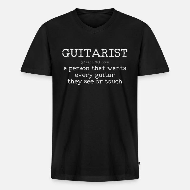 Gitarrist - Männer Premium Bio T-Shirt mit V-Ausschnitt - Schwarz