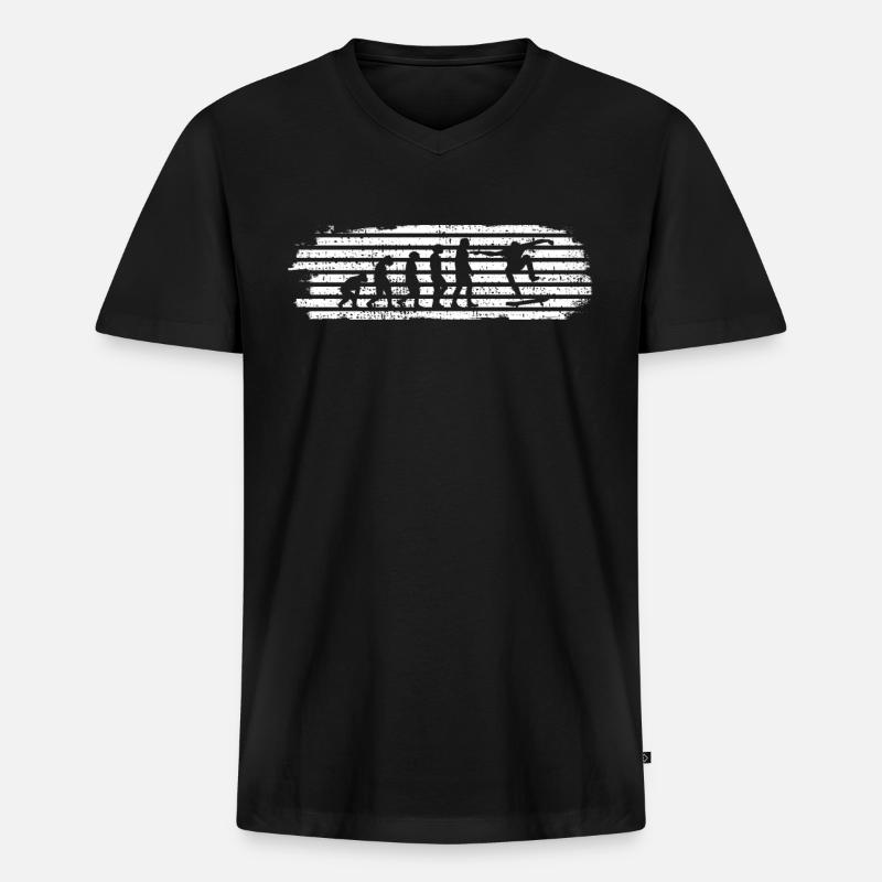 Skateboard Evolution - Männer Premium Bio T-Shirt mit V-Ausschnitt - Schwarz