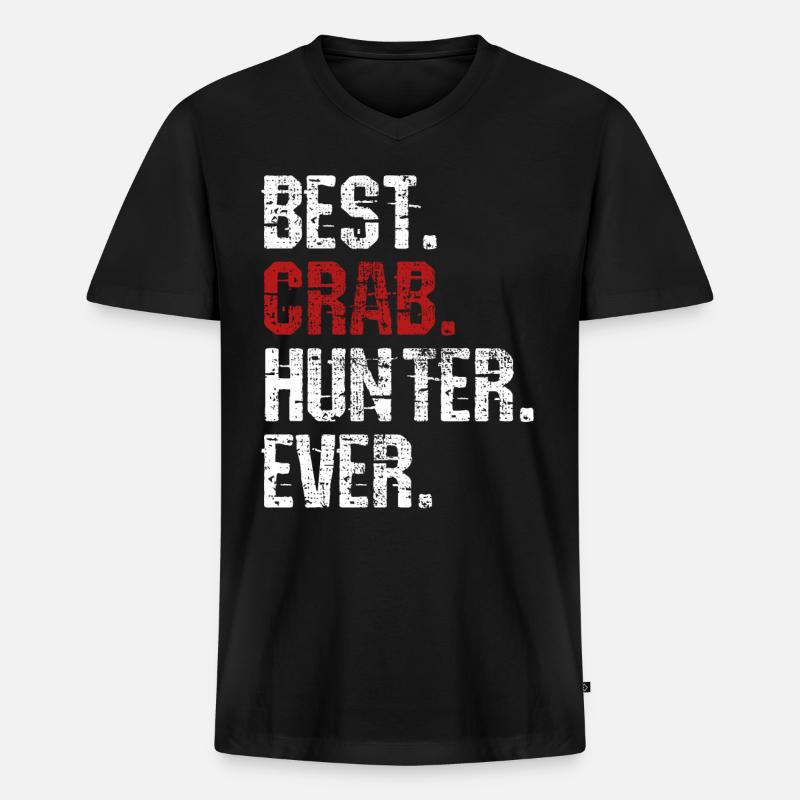 Krabben Jaeger - Männer Premium Bio T-Shirt mit V-Ausschnitt - Schwarz