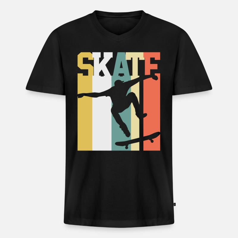 Skateboarder - Männer Premium Bio T-Shirt mit V-Ausschnitt - Schwarz