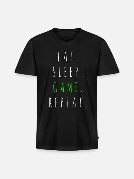 Gamer - Maglietta ecologica premium da uomo con scollo a V - nero