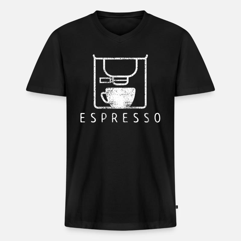 Kaffee Espresso - Männer Premium Bio T-Shirt mit V-Ausschnitt - Schwarz