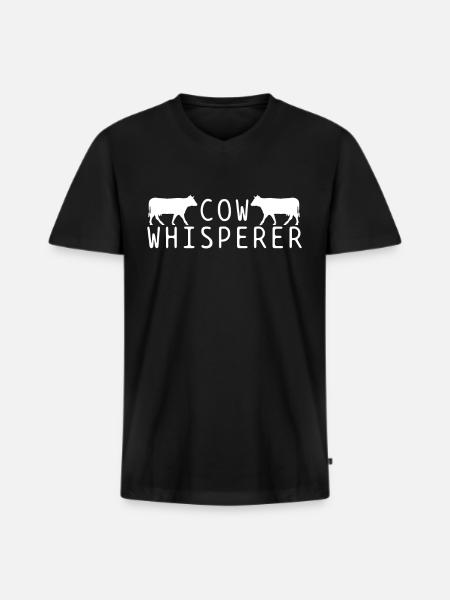 Vache fermière - T-shirt encolure en V Premium bio Homme - noir