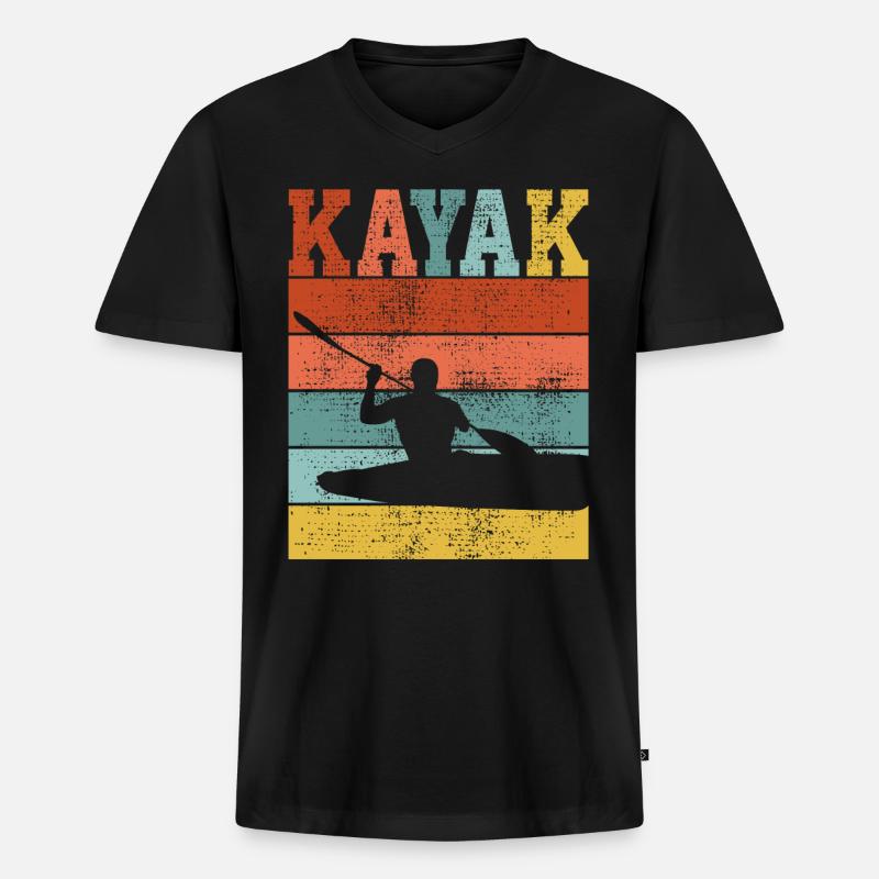 KAJAK KAJAK - Männer Premium Bio T-Shirt mit V-Ausschnitt - Schwarz
