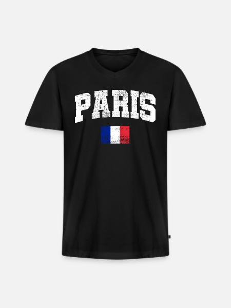 Paris Paris - Männer Premium Bio T-Shirt mit V-Ausschnitt - Schwarz