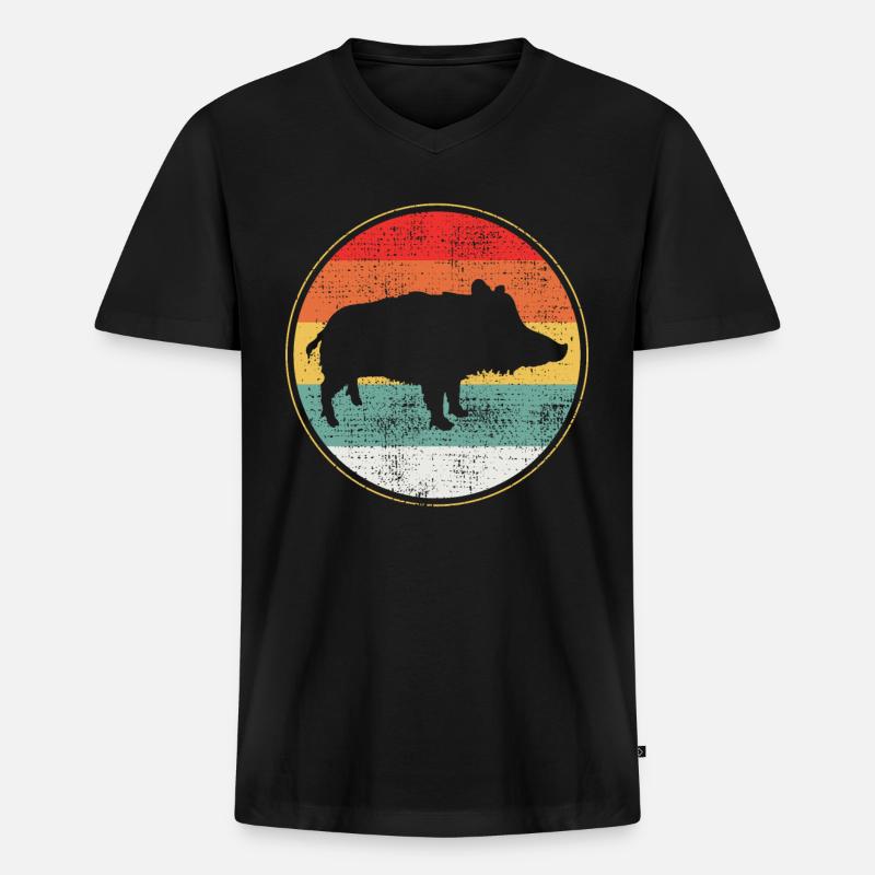 Wildschwein - Männer Premium Bio T-Shirt mit V-Ausschnitt - Schwarz