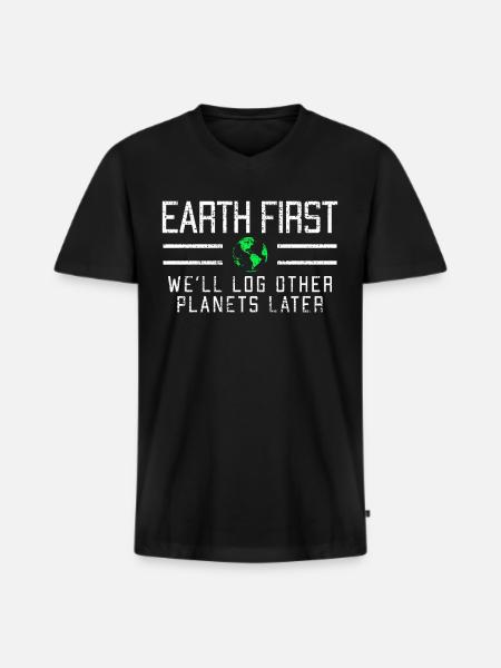 Planète terre - T-shirt encolure en V Premium bio Homme - noir