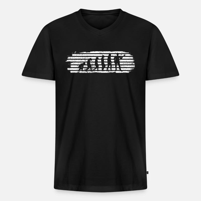 GITARRE EVOLUTION - Männer Premium Bio T-Shirt mit V-Ausschnitt - Schwarz