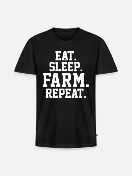 CHEMISE DE FERME - T-shirt encolure en V Premium bio Homme - noir