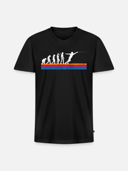 Fechten Evolution - Männer Premium Bio T-Shirt mit V-Ausschnitt - Schwarz