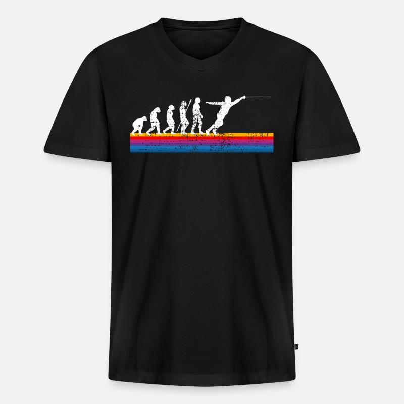 Evolution de l'escrime - T-shirt encolure en V Premium bio Homme - noir