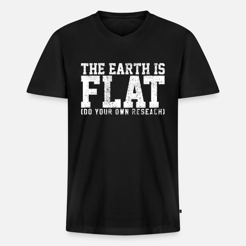 Flache Erde Theorie - Männer Premium Bio T-Shirt mit V-Ausschnitt - Schwarz