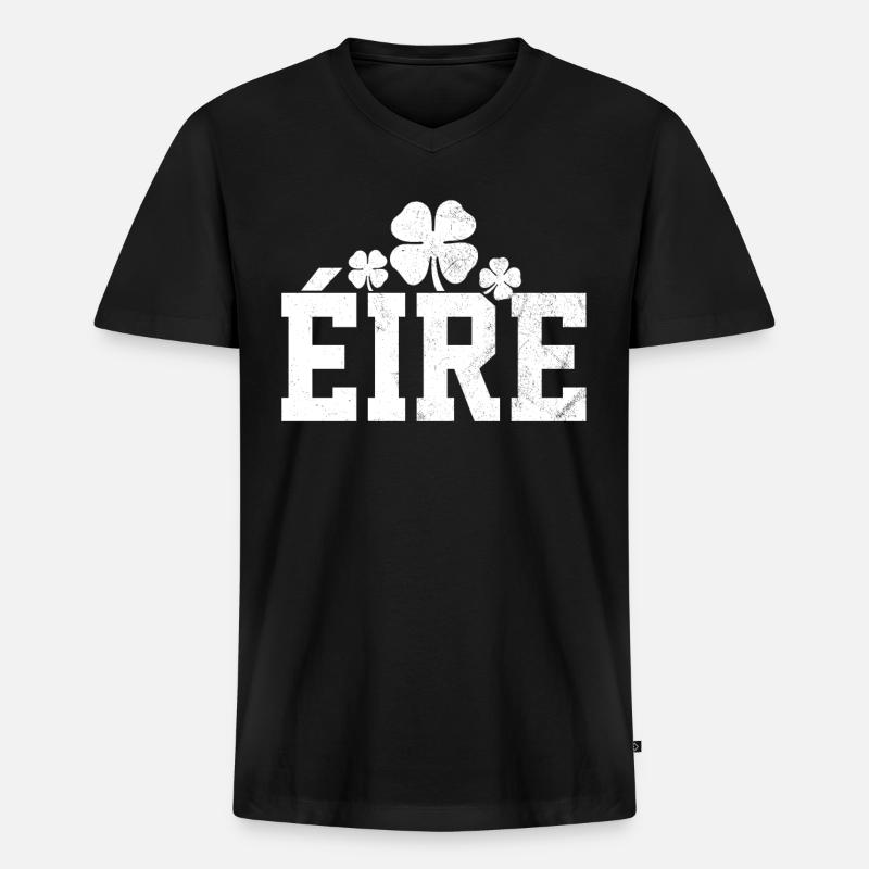 Shamrock Gloverleaf Eire - Men's Premium Organic T-shirt with V-neck - black