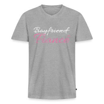 Engagement friend - Men's Premium Organic T-shirt with V-neck - heather grey - Front