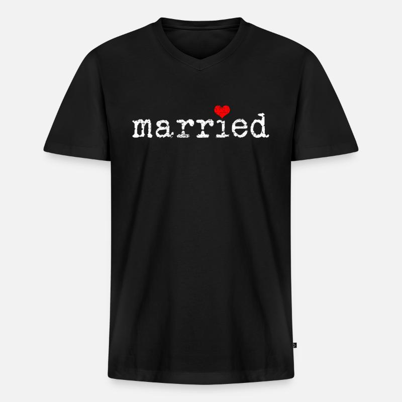 Heiraten Flitterwochen - Männer Premium Bio T-Shirt mit V-Ausschnitt - Schwarz