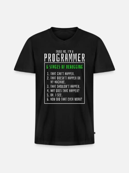 Debugging von Stufen Computerprogrammierer - Männer Premium Bio T-Shirt mit V-Ausschnitt - Schwarz