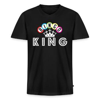 Bingo Bingo Roi Couronne Bingo Bingo joueurs - T-shirt encolure en V Premium bio Homme - noir - Devant - Nico (187cm)