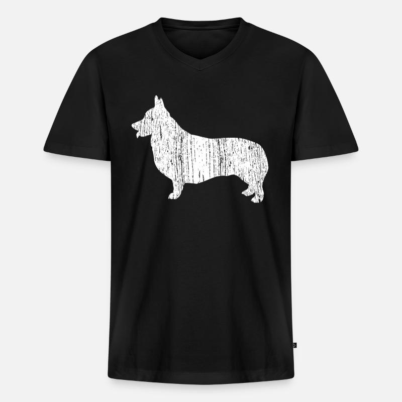 Corgi - Männer Premium Bio T-Shirt mit V-Ausschnitt - Schwarz
