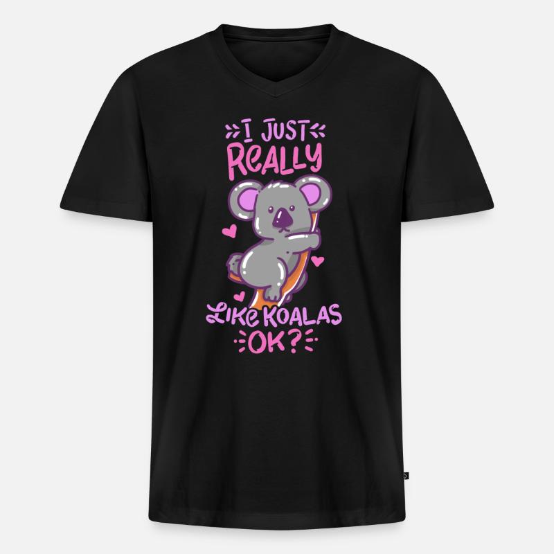 Koala - Männer Premium Bio T-Shirt mit V-Ausschnitt - Schwarz