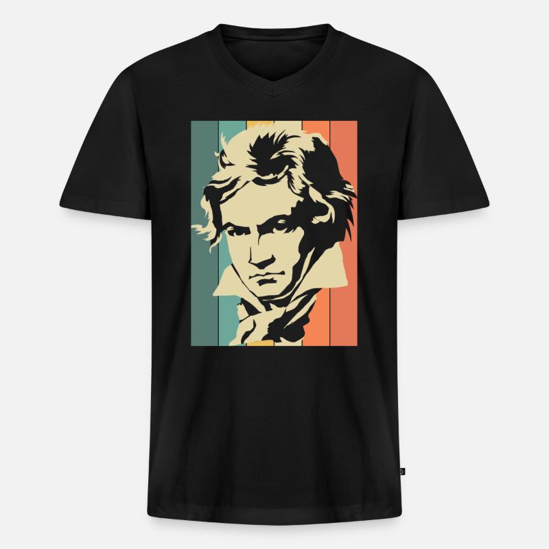 Beethoven - Männer Premium Bio T-Shirt mit V-Ausschnitt - Schwarz