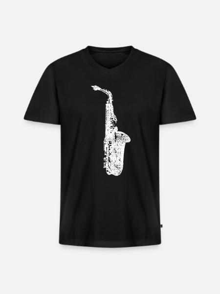 Sax Sax - Men's Premium Organic T-shirt with V-neck - black