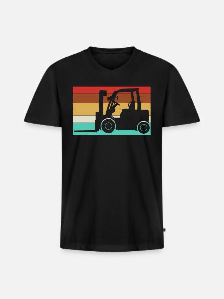 Gabelstapler - Männer Premium Bio T-Shirt mit V-Ausschnitt - Schwarz