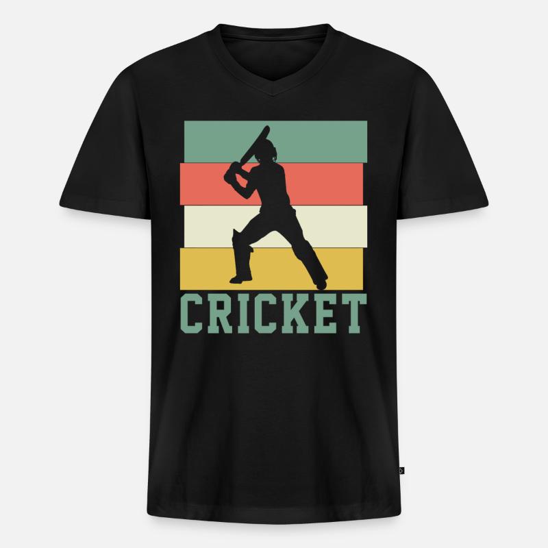 Kricket - Männer Premium Bio T-Shirt mit V-Ausschnitt - Schwarz