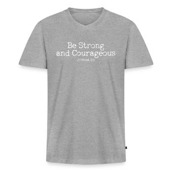 chrétien - T-shirt encolure en V Premium bio Homme - gris chiné - Devant