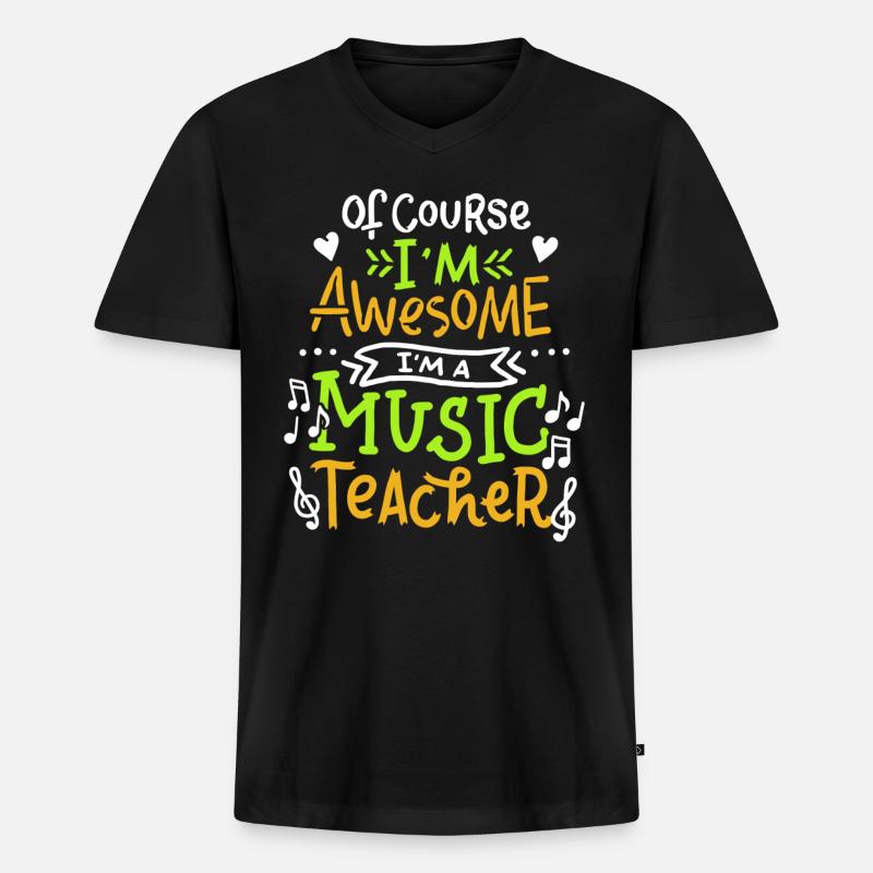 Musiklehrer-Schule - Männer Premium Bio T-Shirt mit V-Ausschnitt - Schwarz
