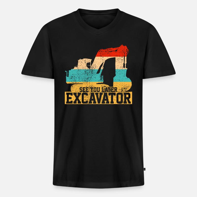 Bagger LKW Bagger - Männer Premium Bio T-Shirt mit V-Ausschnitt - Schwarz