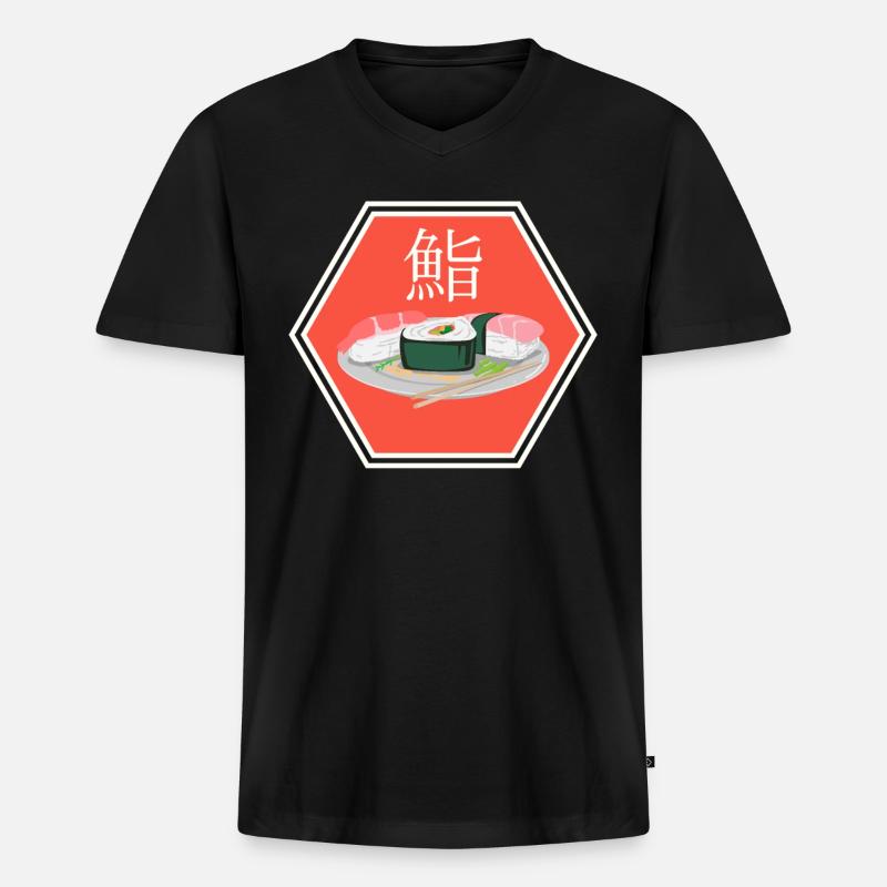 Sushi Japan - Männer Premium Bio T-Shirt mit V-Ausschnitt - Schwarz