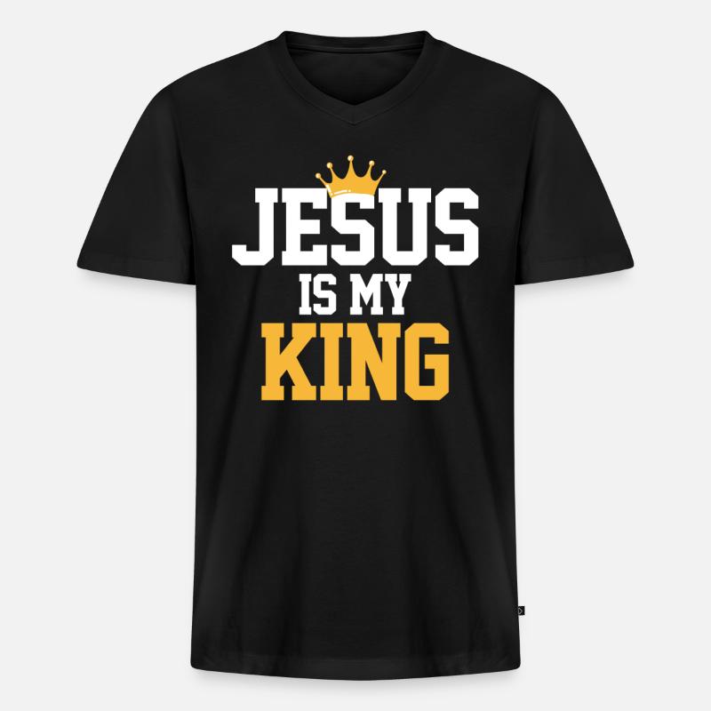 Christen - Männer Premium Bio T-Shirt mit V-Ausschnitt - Schwarz