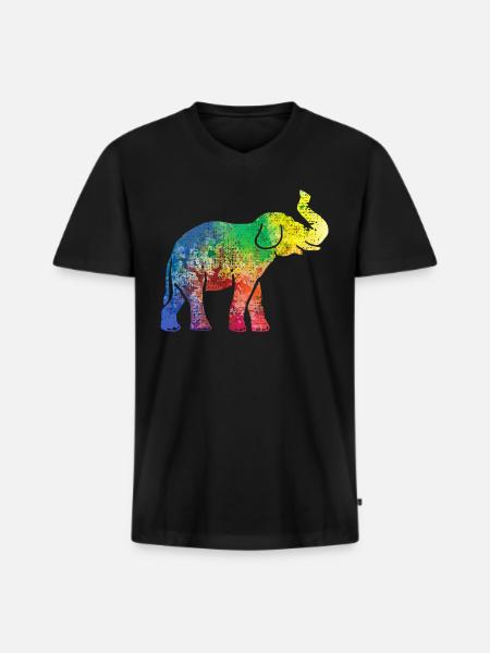 Éléphant d'éléphant - T-shirt encolure en V Premium bio Homme - noir