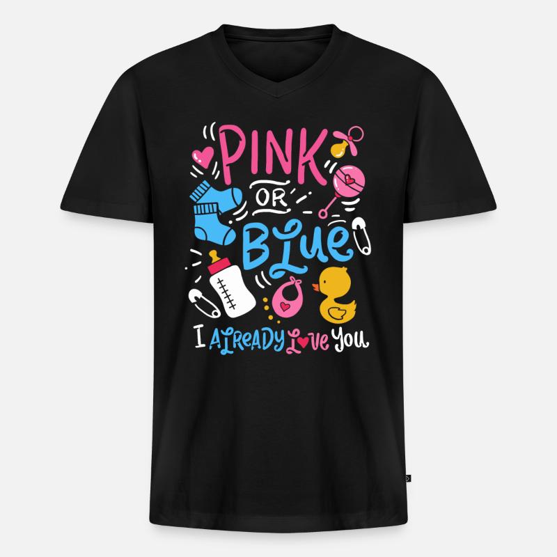 Gender Reveal - Männer Premium Bio T-Shirt mit V-Ausschnitt - Schwarz