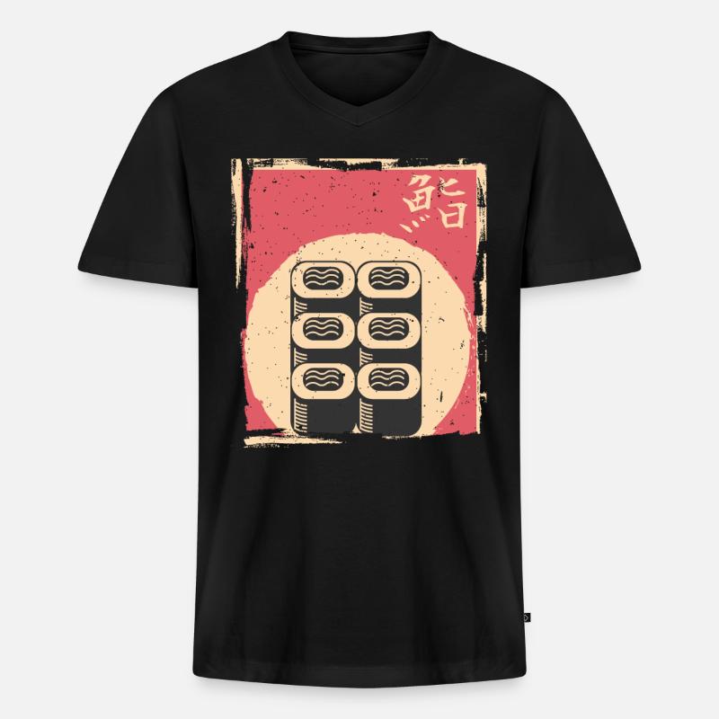 Sushi - Männer Premium Bio T-Shirt mit V-Ausschnitt - Schwarz