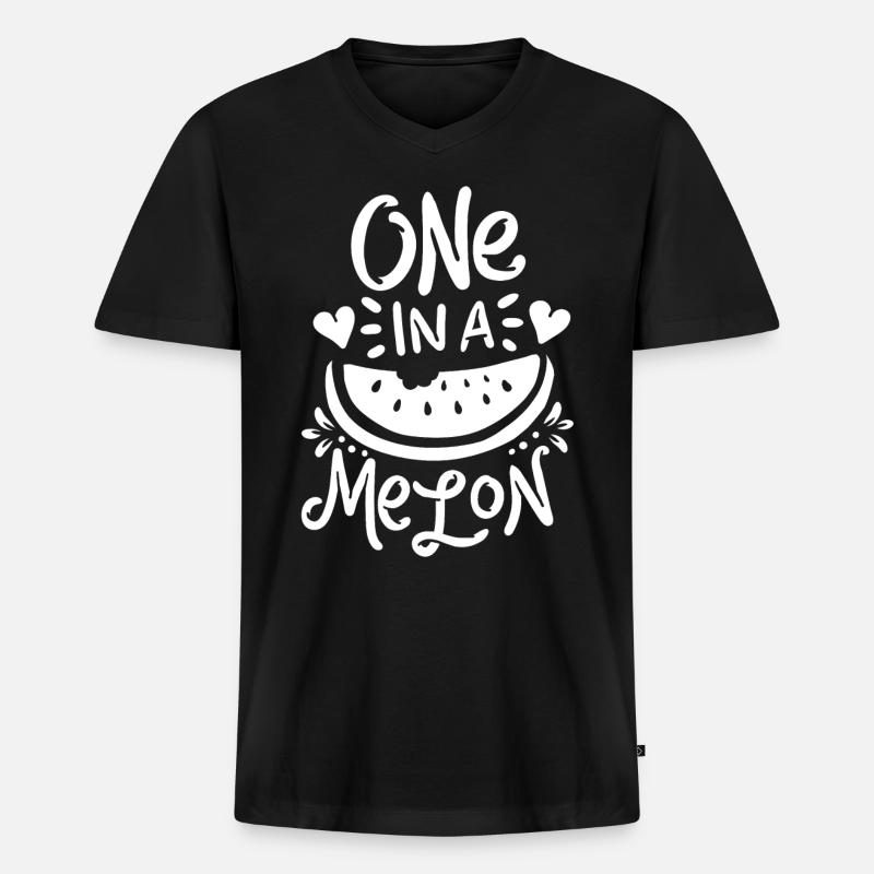 Melone - Männer Premium Bio T-Shirt mit V-Ausschnitt - Schwarz