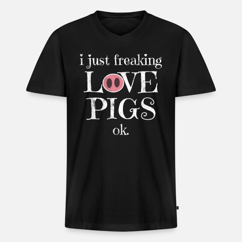 Schweine - Männer Premium Bio T-Shirt mit V-Ausschnitt - Schwarz