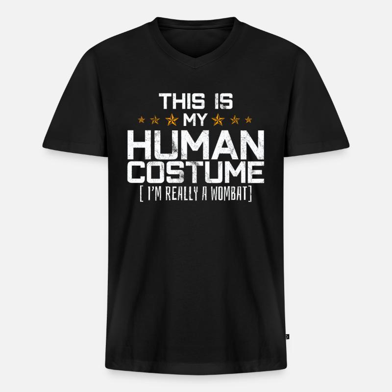 Wombat - Männer Premium Bio T-Shirt mit V-Ausschnitt - Schwarz