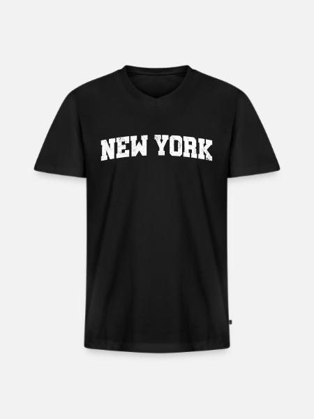 new York - Men's Premium Organic T-shirt with V-neck - black