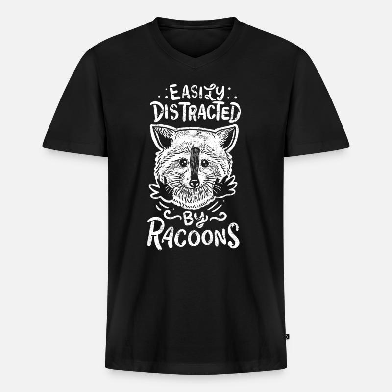 Waschbär Waschbär Waschbär - Männer Premium Bio T-Shirt mit V-Ausschnitt - Schwarz