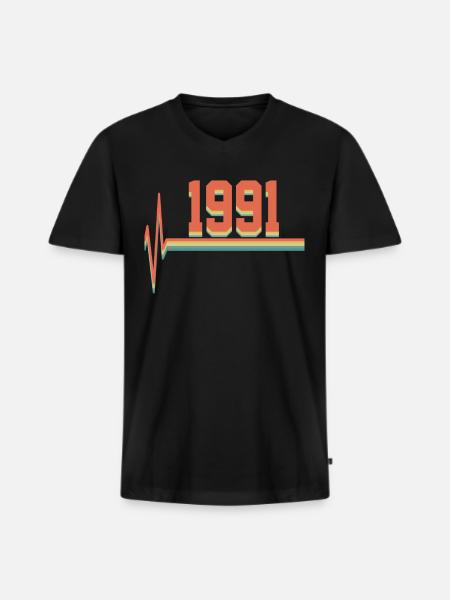 1991 1991 1991 - Men's Premium Organic T-shirt with V-neck - black