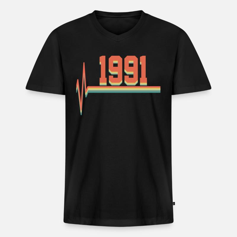 1991 1991 1991 - Männer Premium Bio T-Shirt mit V-Ausschnitt - Schwarz